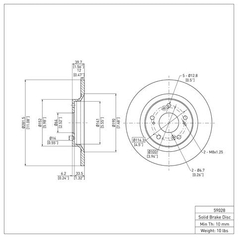 Disc Brake Rotor Dynamic Friction 600-59028