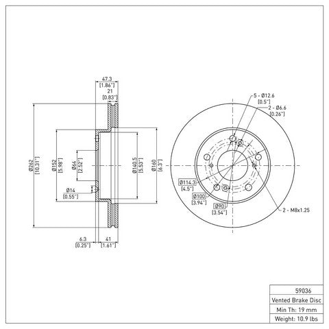 Disc Brake Rotor Dynamic Friction 600-59036