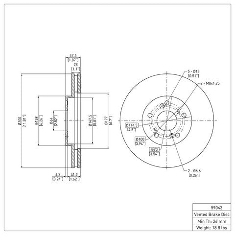 Disc Brake Rotor Dynamic Friction 600-59043