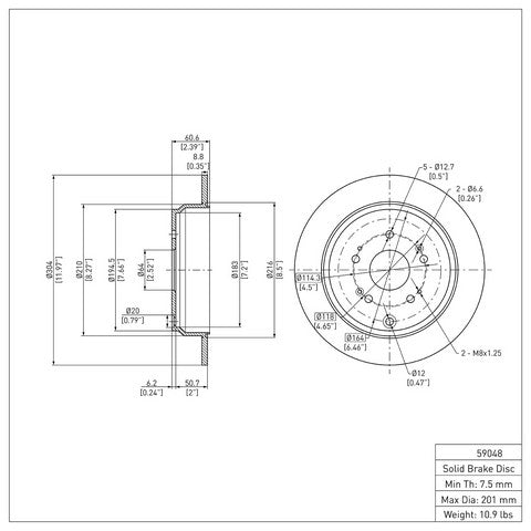 Disc Brake Rotor Dynamic Friction 600-59048