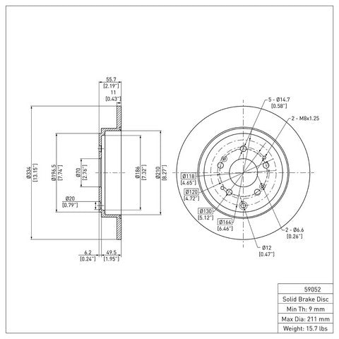 Disc Brake Rotor Dynamic Friction 600-59052