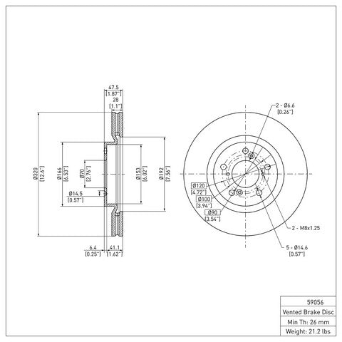 Disc Brake Rotor Dynamic Friction 600-59056
