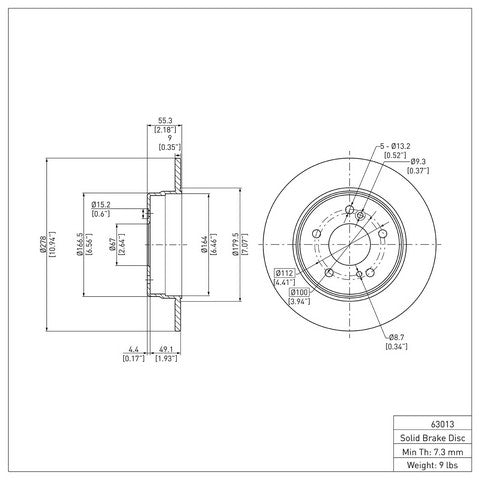 Disc Brake Rotor Dynamic Friction 600-63016