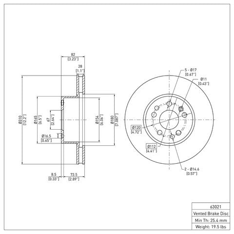Disc Brake Rotor Dynamic Friction 600-63021