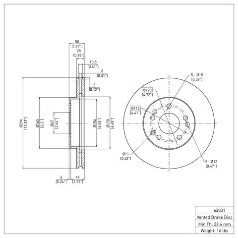 Disc Brake Rotor Dynamic Friction 600-63031