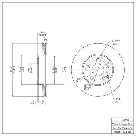 Disc Brake Rotor Dynamic Friction 600-63050