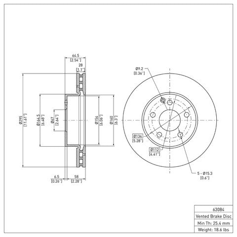 Disc Brake Rotor Dynamic Friction 600-63084