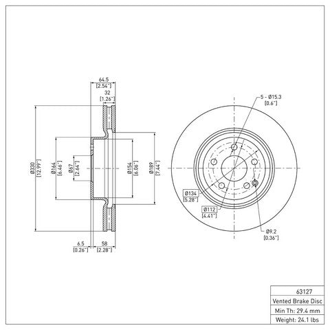 Disc Brake Rotor Dynamic Friction 600-63127
