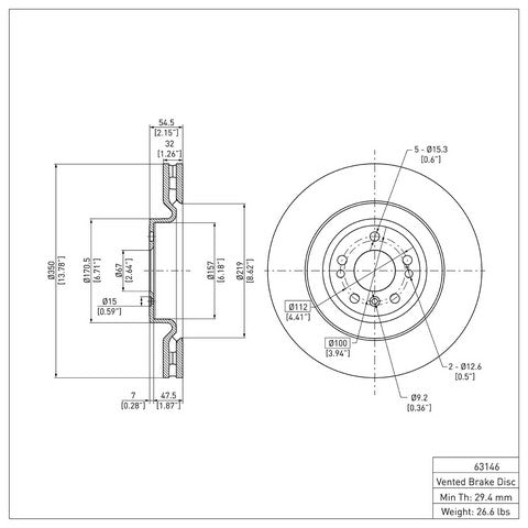 Disc Brake Rotor Dynamic Friction 600-63146