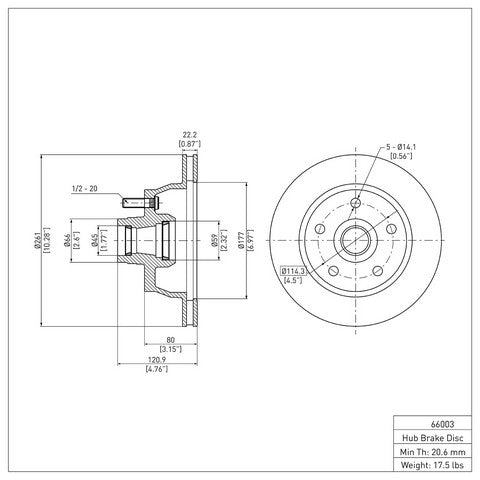 Disc Brake Rotor Dynamic Friction 600-66003