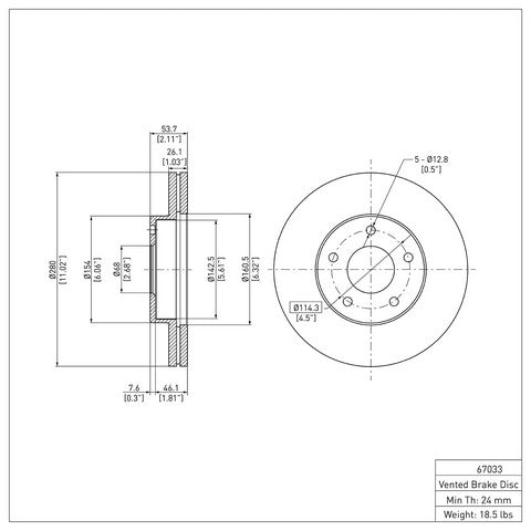 Disc Brake Rotor Dynamic Friction 600-67033