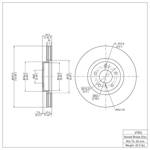 Disc Brake Rotor Dynamic Friction 600-67052