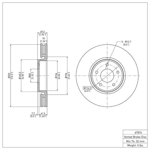 Disc Brake Rotor Dynamic Friction 600-67074