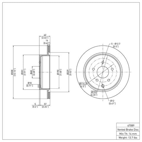 Disc Brake Rotor Dynamic Friction 600-67089