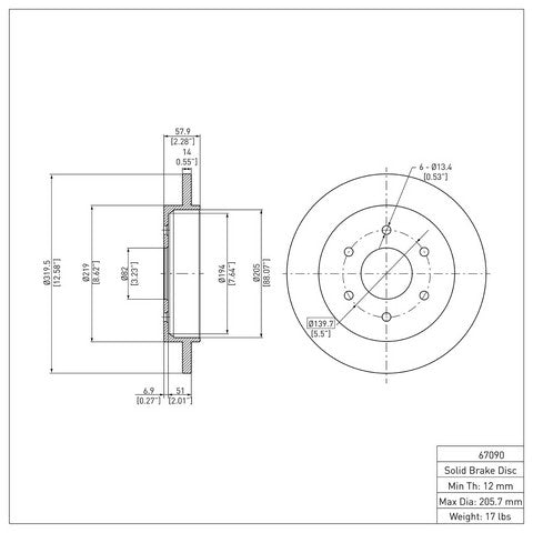 Disc Brake Rotor Dynamic Friction 600-67090