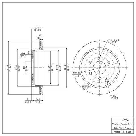 Disc Brake Rotor Dynamic Friction 600-67094
