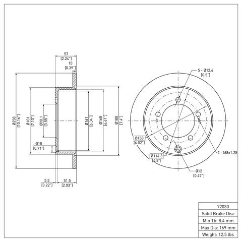 Disc Brake Rotor Dynamic Friction 600-72030