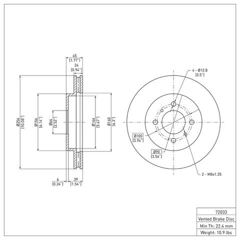Disc Brake Rotor Dynamic Friction 600-72033