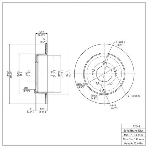 Disc Brake Rotor Dynamic Friction 600-72062