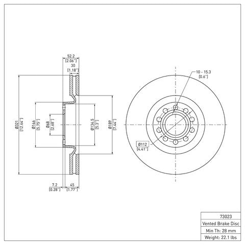 Disc Brake Rotor Dynamic Friction 600-73023