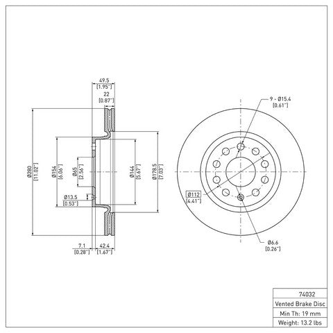 Disc Brake Rotor Dynamic Friction 600-74032