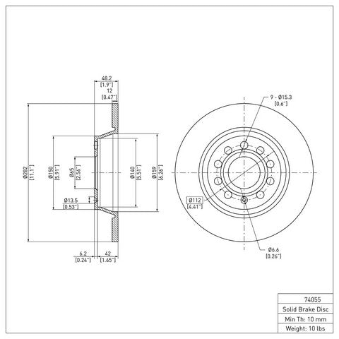 Disc Brake Rotor Dynamic Friction 600-74055