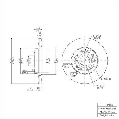 Disc Brake Rotor Dynamic Friction 600-75000