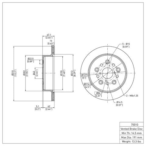 Disc Brake Rotor Dynamic Friction 600-75010