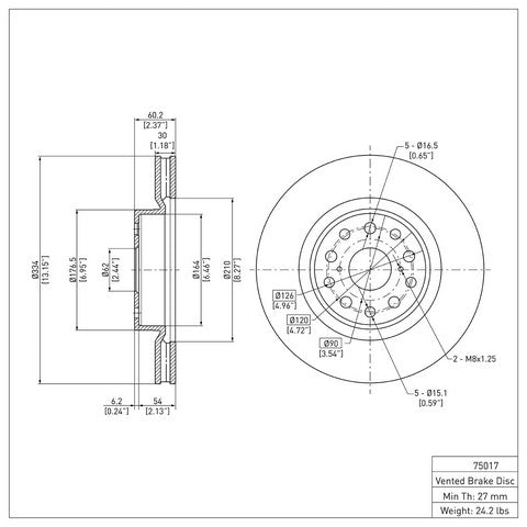 Disc Brake Rotor Dynamic Friction 600-75017