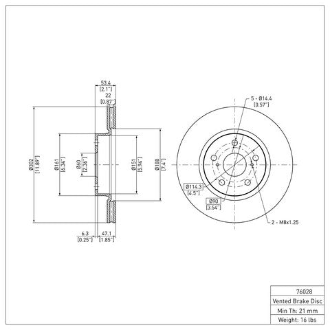 Disc Brake Rotor Dynamic Friction 600-76028