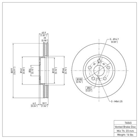 Disc Brake Rotor Dynamic Friction 600-76045