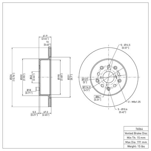 Disc Brake Rotor Dynamic Friction 600-76064