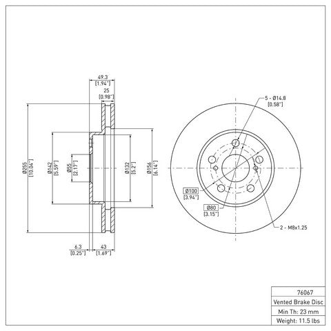 Disc Brake Rotor Dynamic Friction 600-76067
