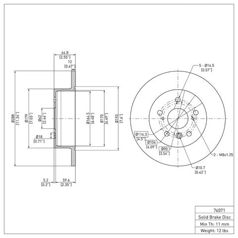 Disc Brake Rotor Dynamic Friction 600-76071
