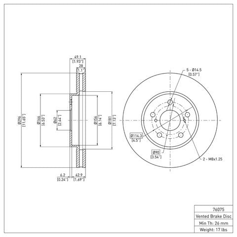 Disc Brake Rotor Dynamic Friction 600-76075