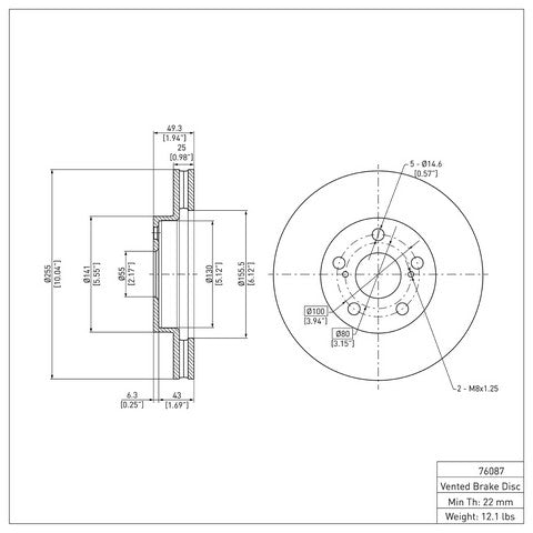 Disc Brake Rotor Dynamic Friction 600-76087