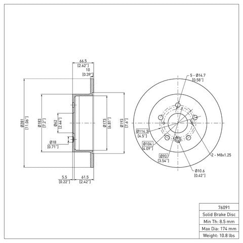 Disc Brake Rotor Dynamic Friction 600-76091