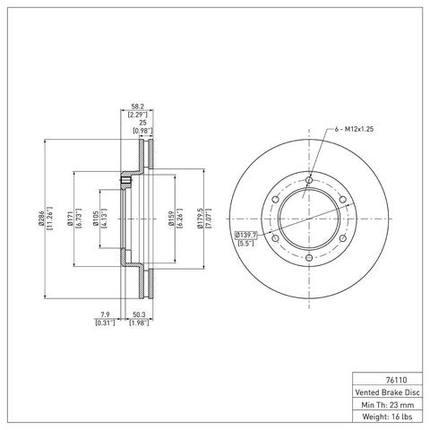Disc Brake Rotor Dynamic Friction 600-76110