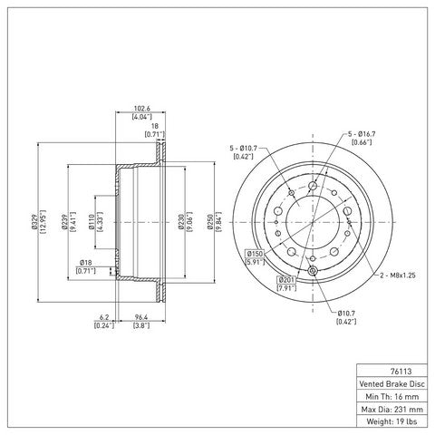 Disc Brake Rotor Dynamic Friction 600-76113