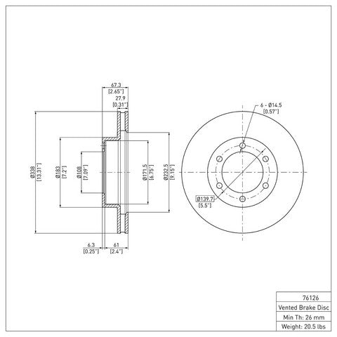 Disc Brake Rotor Dynamic Friction 600-76126