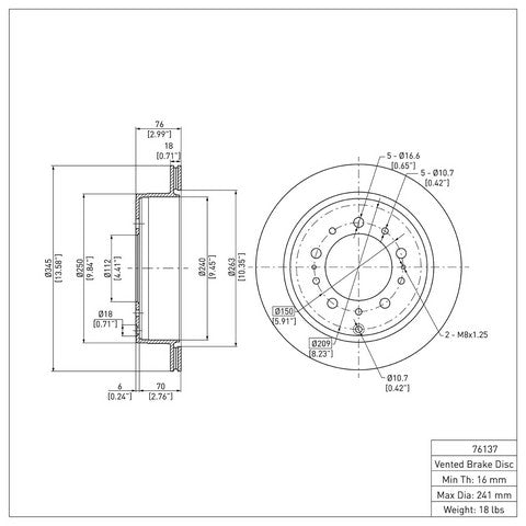 Disc Brake Rotor Dynamic Friction 600-76137
