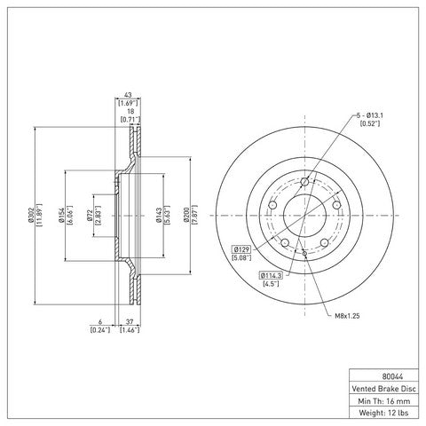Disc Brake Rotor Dynamic Friction 600-80044