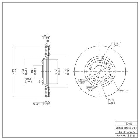 Disc Brake Rotor Dynamic Friction 600-80066