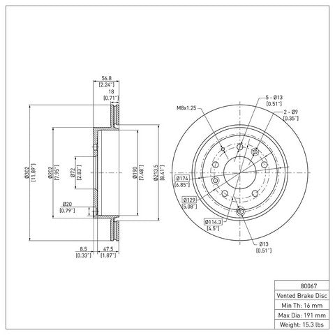 Disc Brake Rotor Dynamic Friction 600-80067