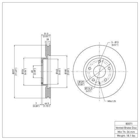 Disc Brake Rotor Dynamic Friction 600-80071