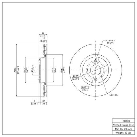 Disc Brake Rotor Dynamic Friction 600-80073