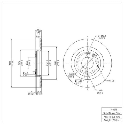 Disc Brake Rotor Dynamic Friction 600-80075