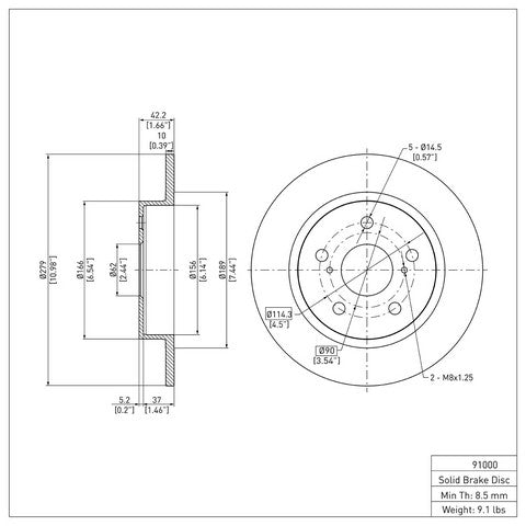 Disc Brake Rotor Dynamic Friction 600-91000