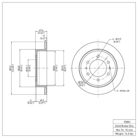 Disc Brake Rotor Dynamic Friction 600-93001