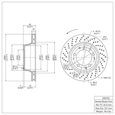 Disc Brake Rotor Dynamic Friction 620-02015D